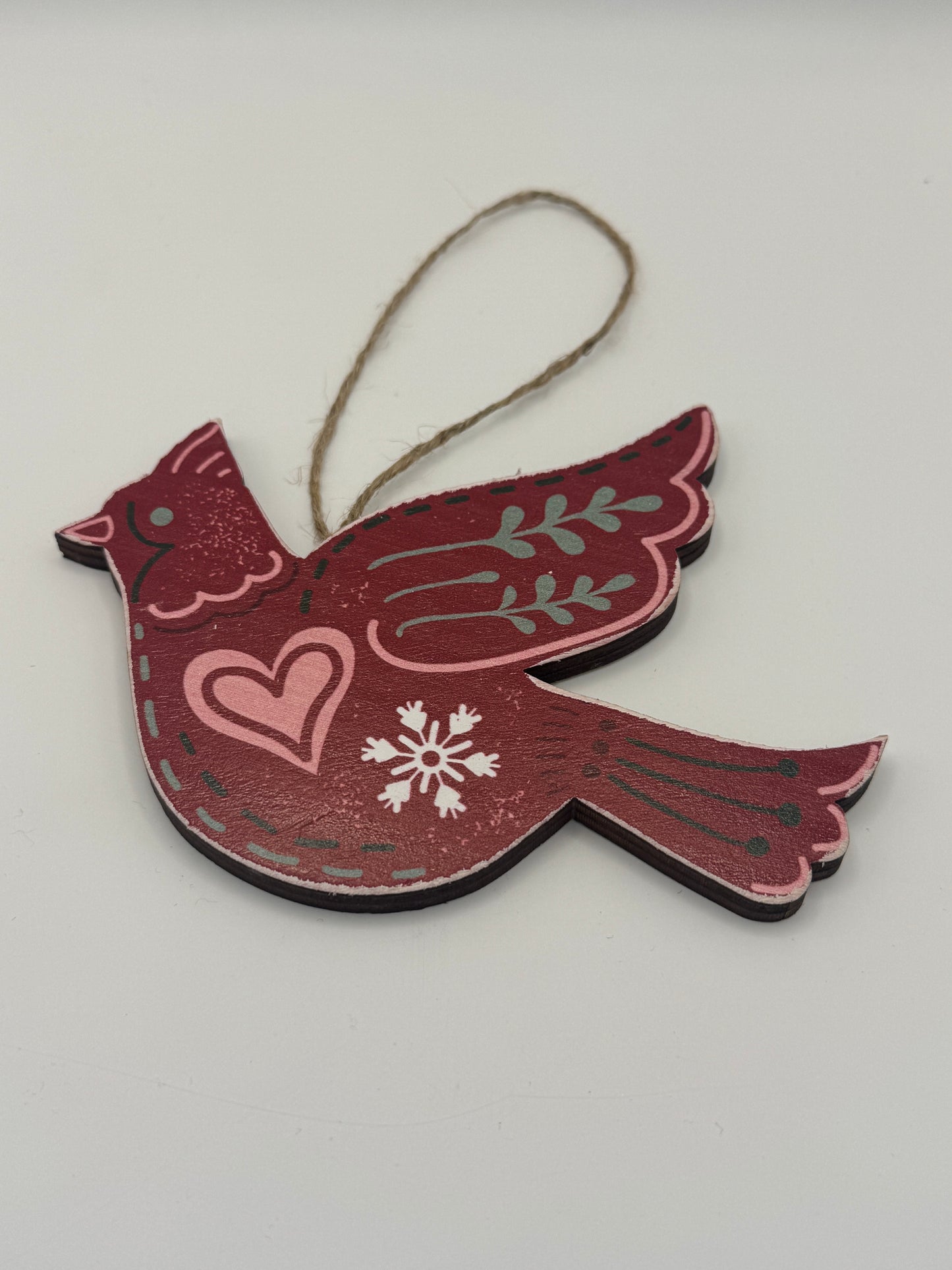 Wooden Yuletide Folklore Bird Ornament – 4 Assorted