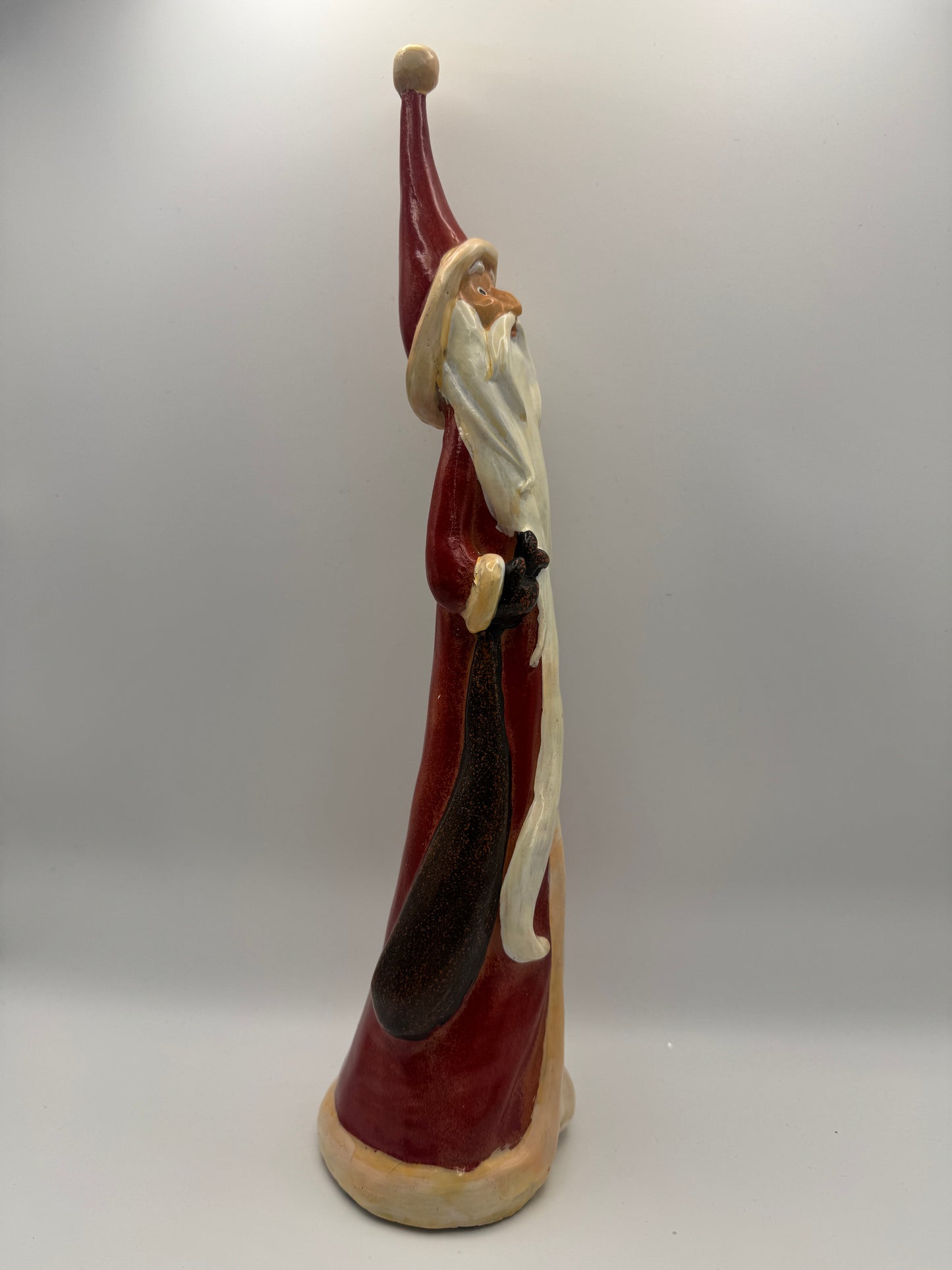 Hand-Carved Santa Folk Art Figurine – 12"