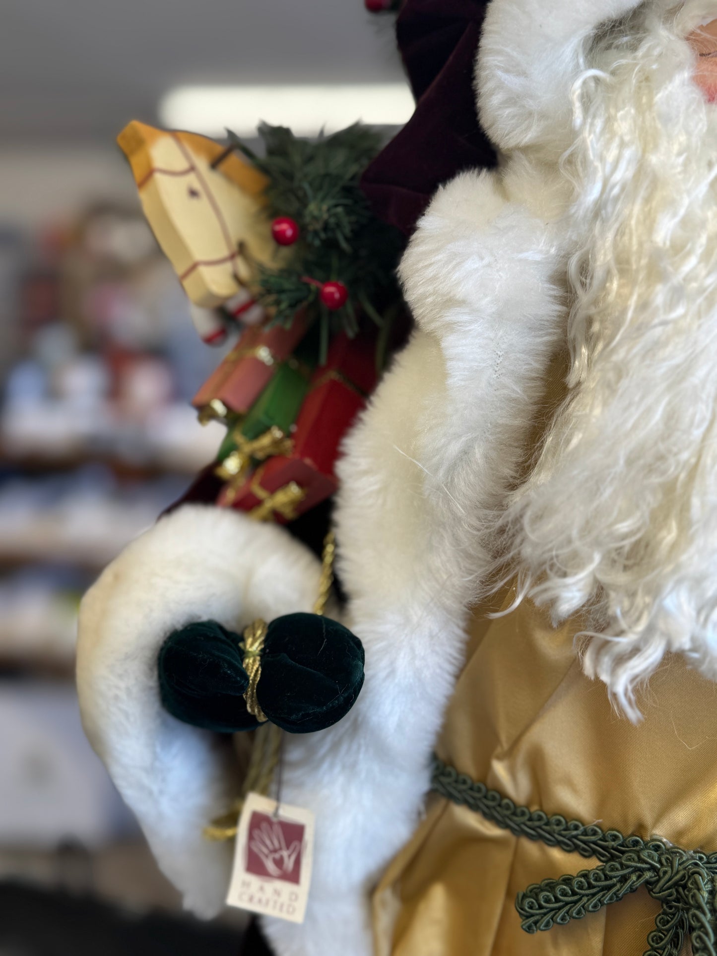 Gold & Burgundy Santa Claus Tree Topper – 28"