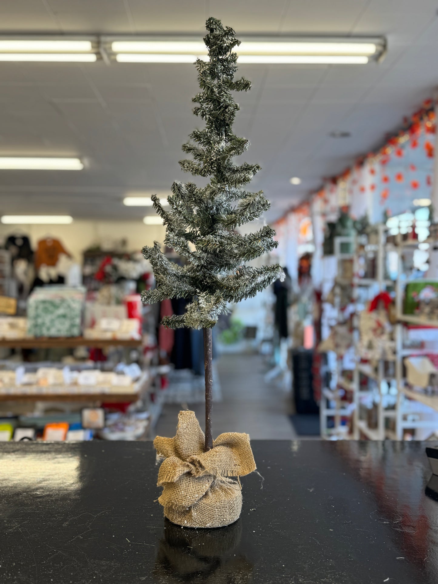 Flocked Artificial Christmas Tree with Burlap Base – 31"