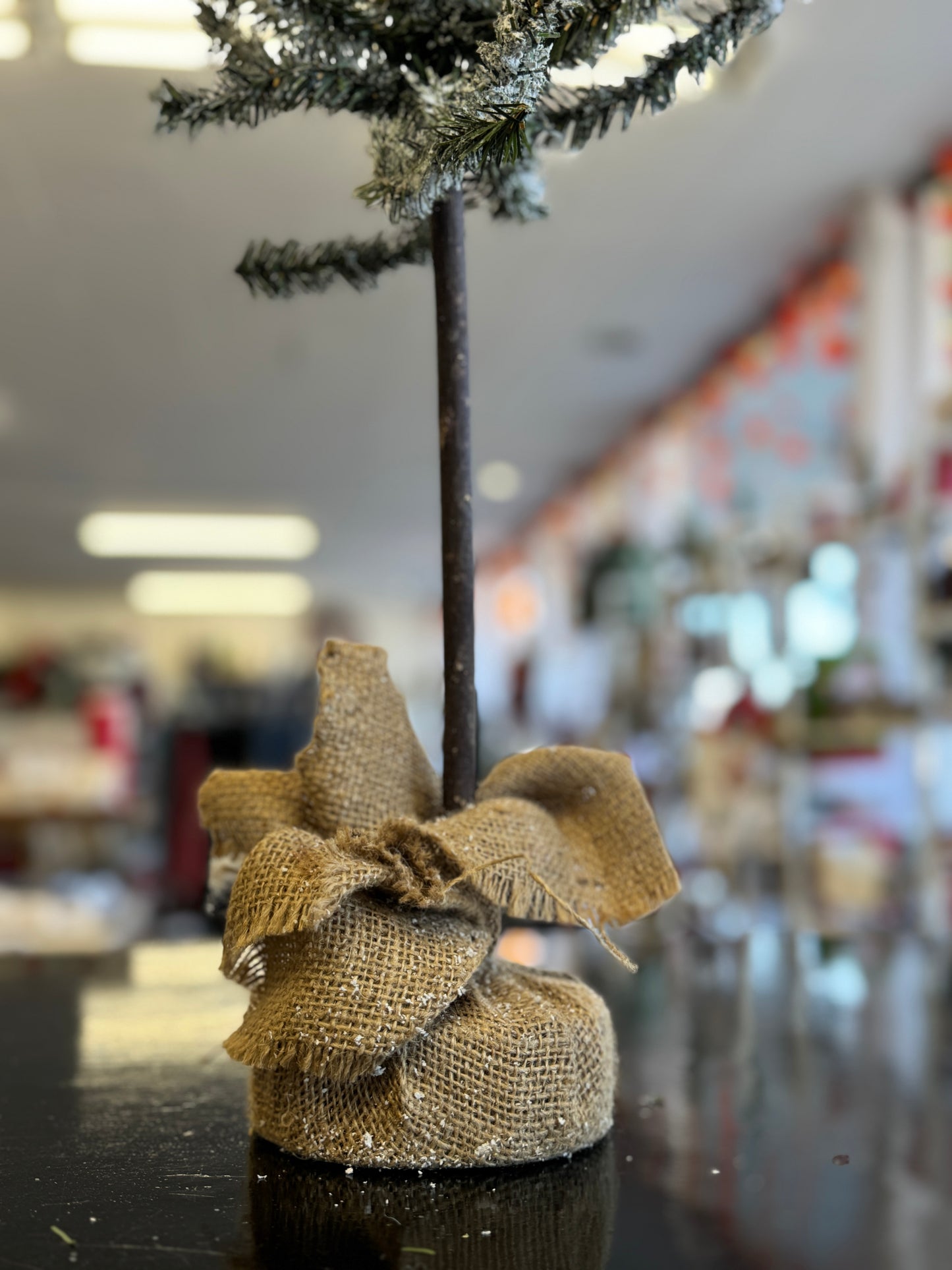 Flocked Artificial Christmas Tree with Burlap Base – 31"