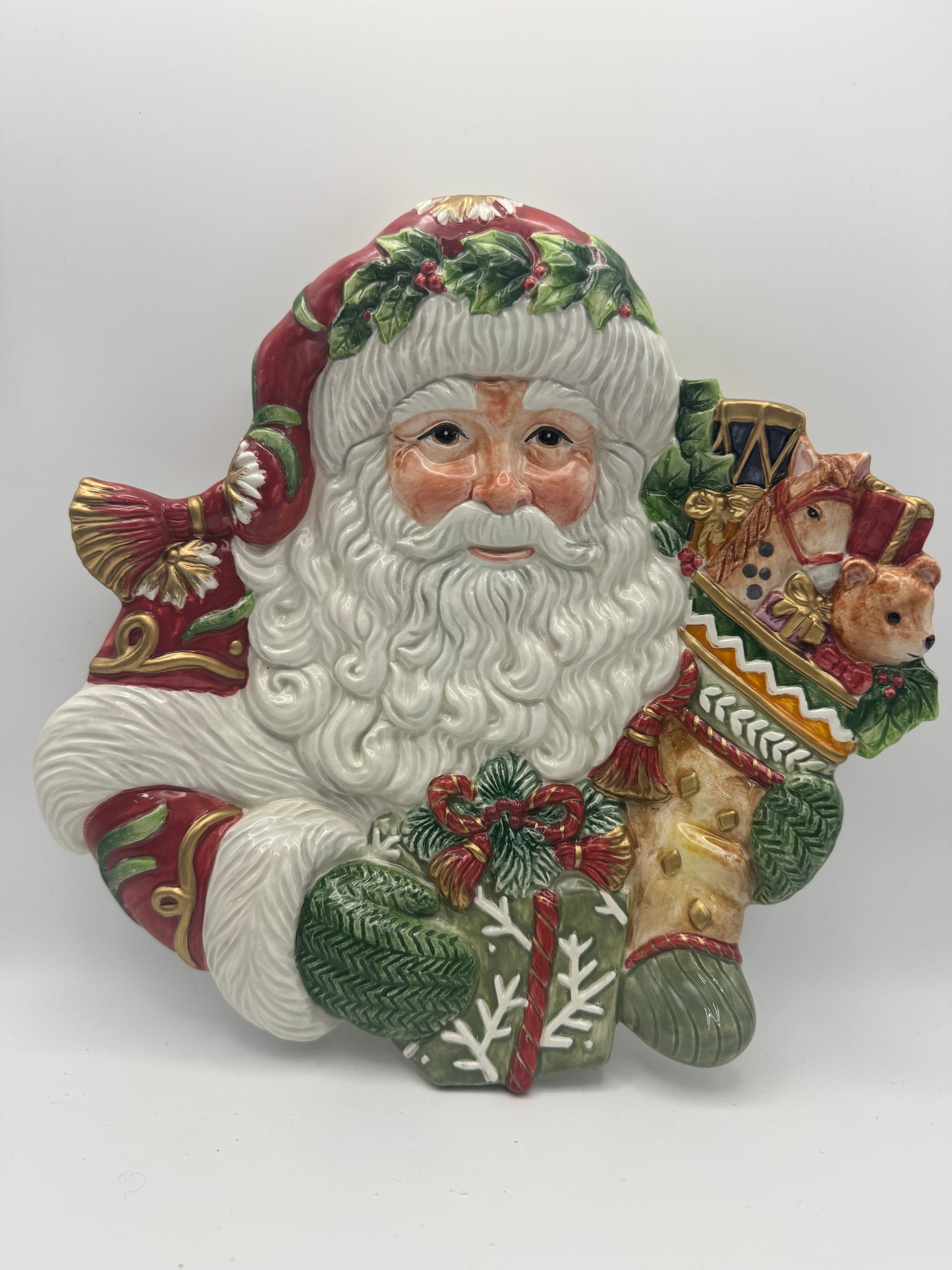 Fitz & Floyd Winter Holiday Santa Canape Plate – Plaid Collection