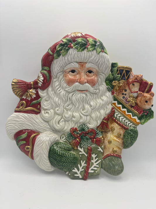 Fitz & Floyd Winter Holiday Santa Canape Plate – Plaid Collection