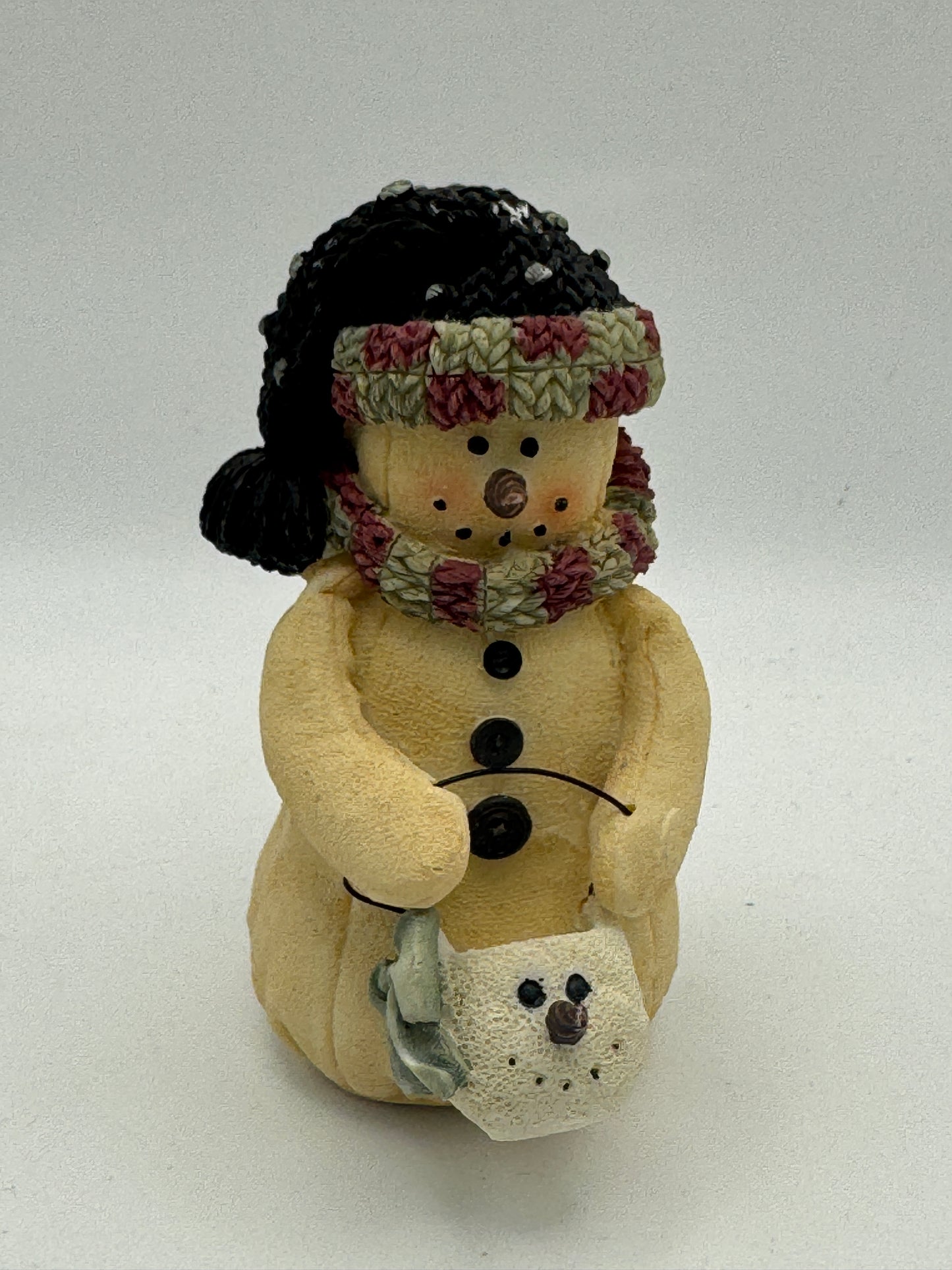 Heather Hykes “Snowman Holding Snowman Head Bucket” Figurine – 3.5"