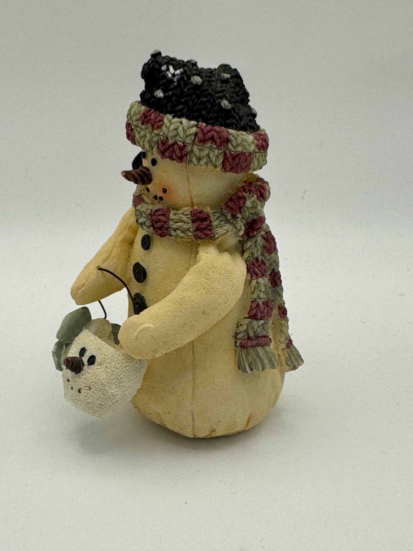 Heather Hykes “Snowman Holding Snowman Head Bucket” Figurine – 3.5"