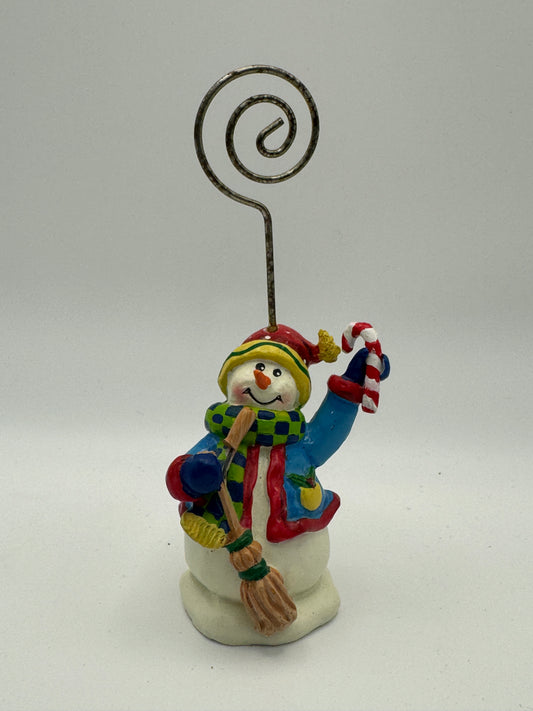 Snowman Place Card or Photo Holder – Resin Figurine 5"