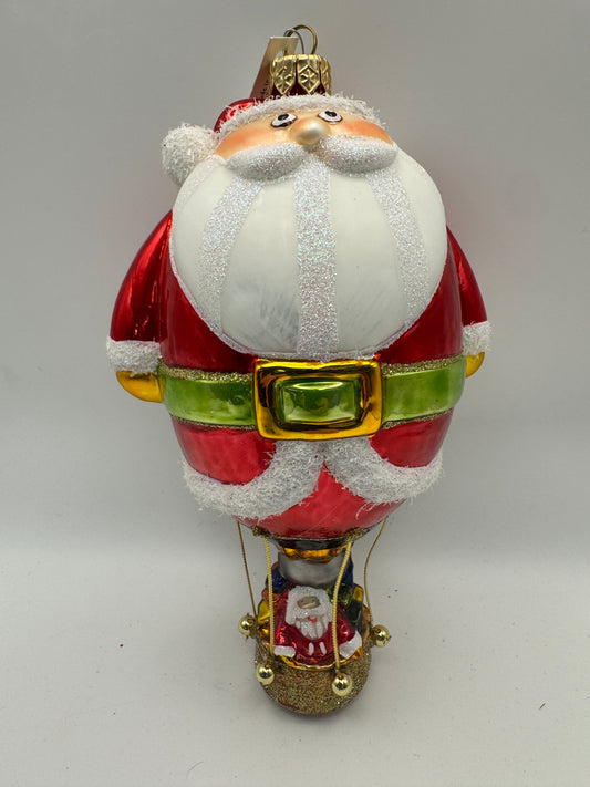 Huras Family Hand-Blown Glass Balloon Santa Ornament – 7"