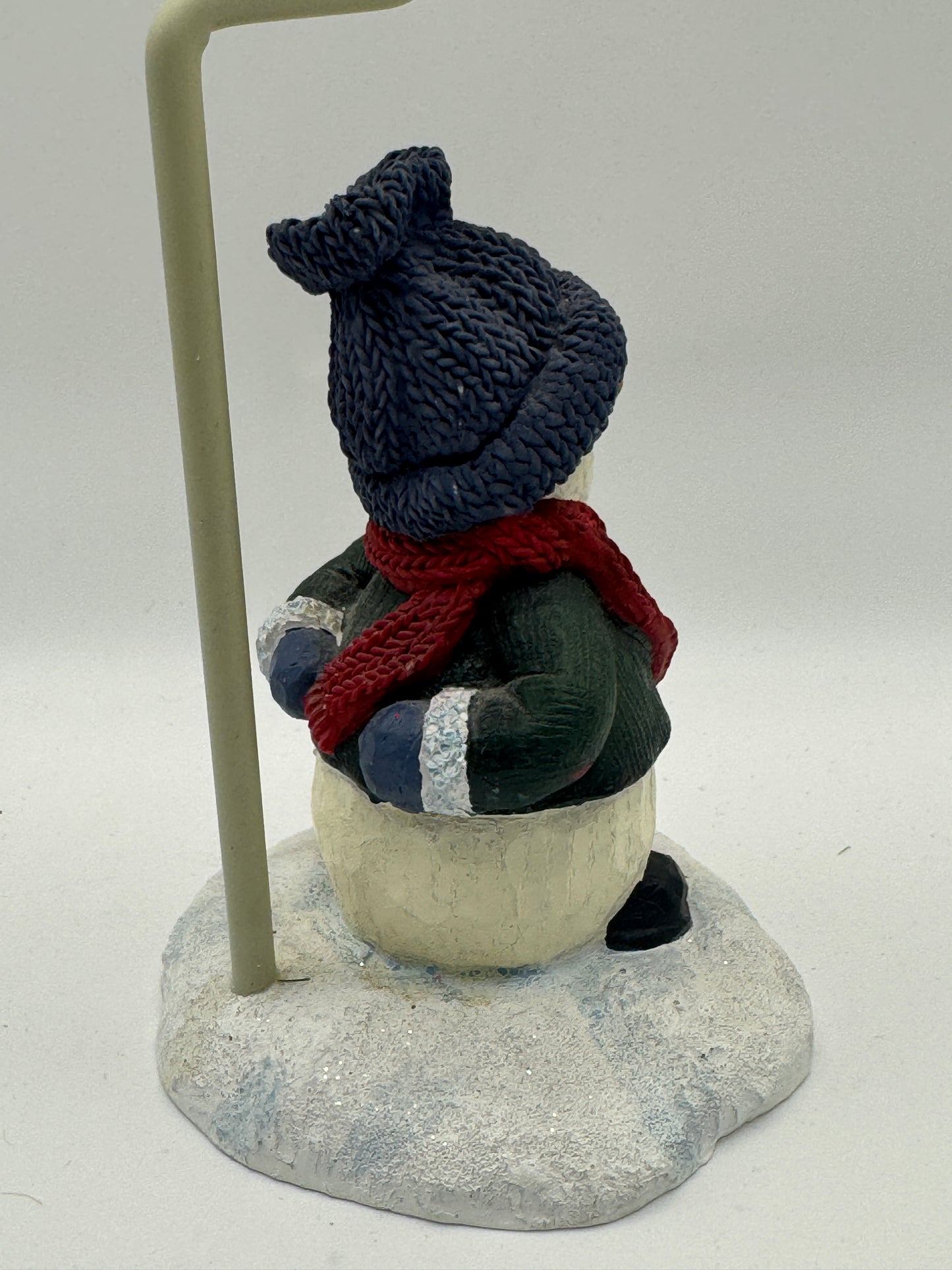 Crazy Mountain Snowman Tealight Candle Lamp with Navy Metal Shade