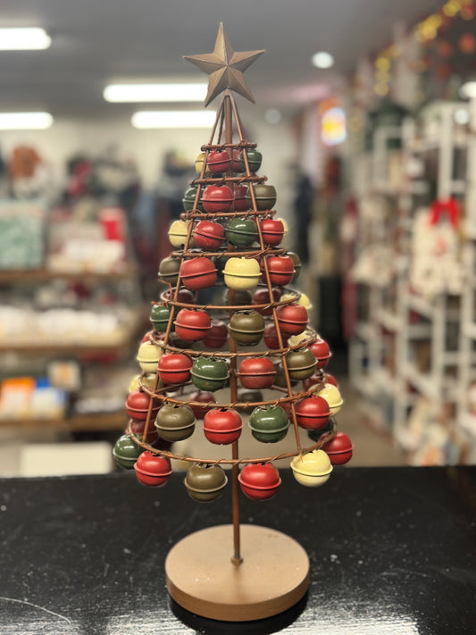 Rustic Metal Jingle Bell Christmas Tree – 18"