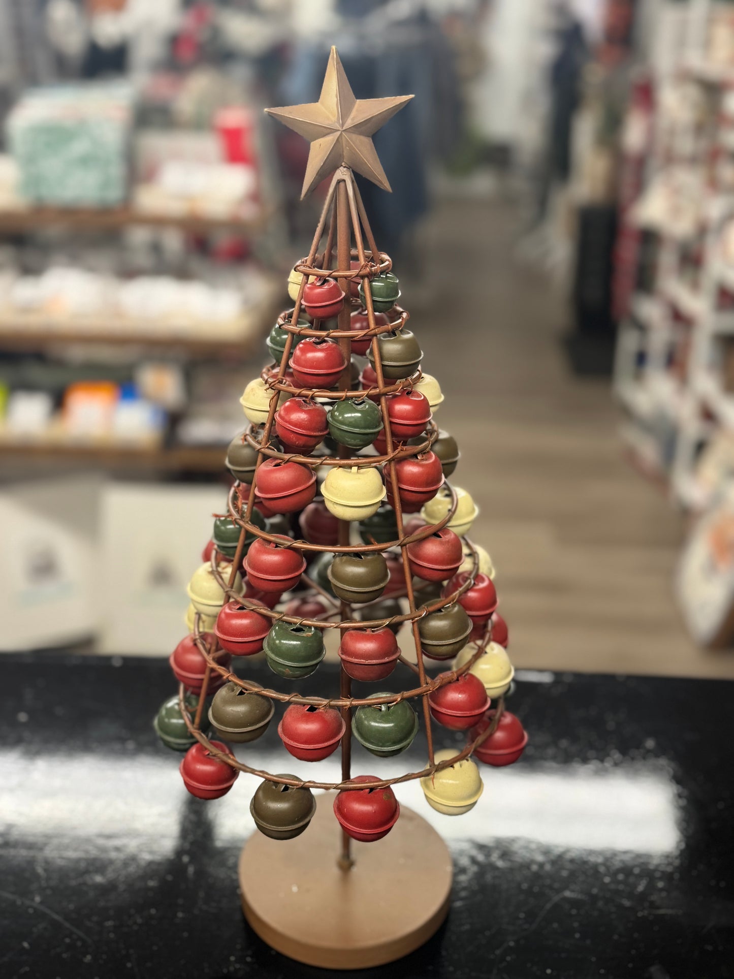 Rustic Metal Jingle Bell Christmas Tree – 18"