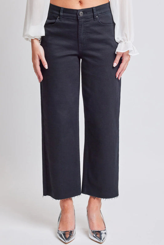 YMI - CROPPED HIGH-RISE WIDE LEG TROUSER PANTS