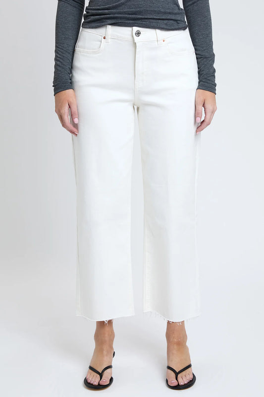 YMI WOMEN'S HIGH RISE CROPPED TROUSER JEANS WIDE LEG FIT