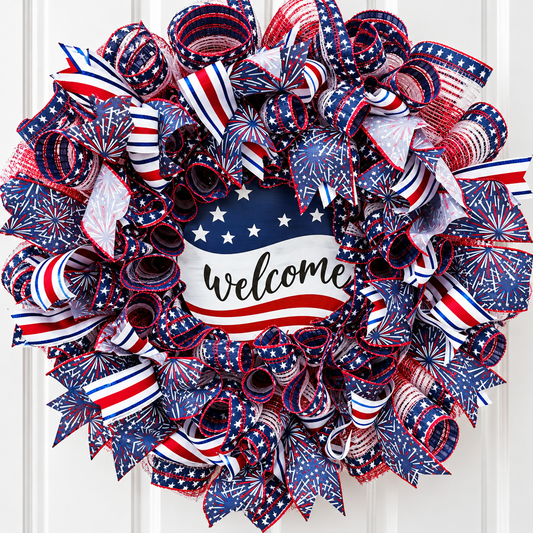 Patriotic Welcome Handmade Wreath – M & M Creations