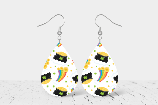 Teardrop Earrings (S1E) - St. Patricks Day Pot of Gold