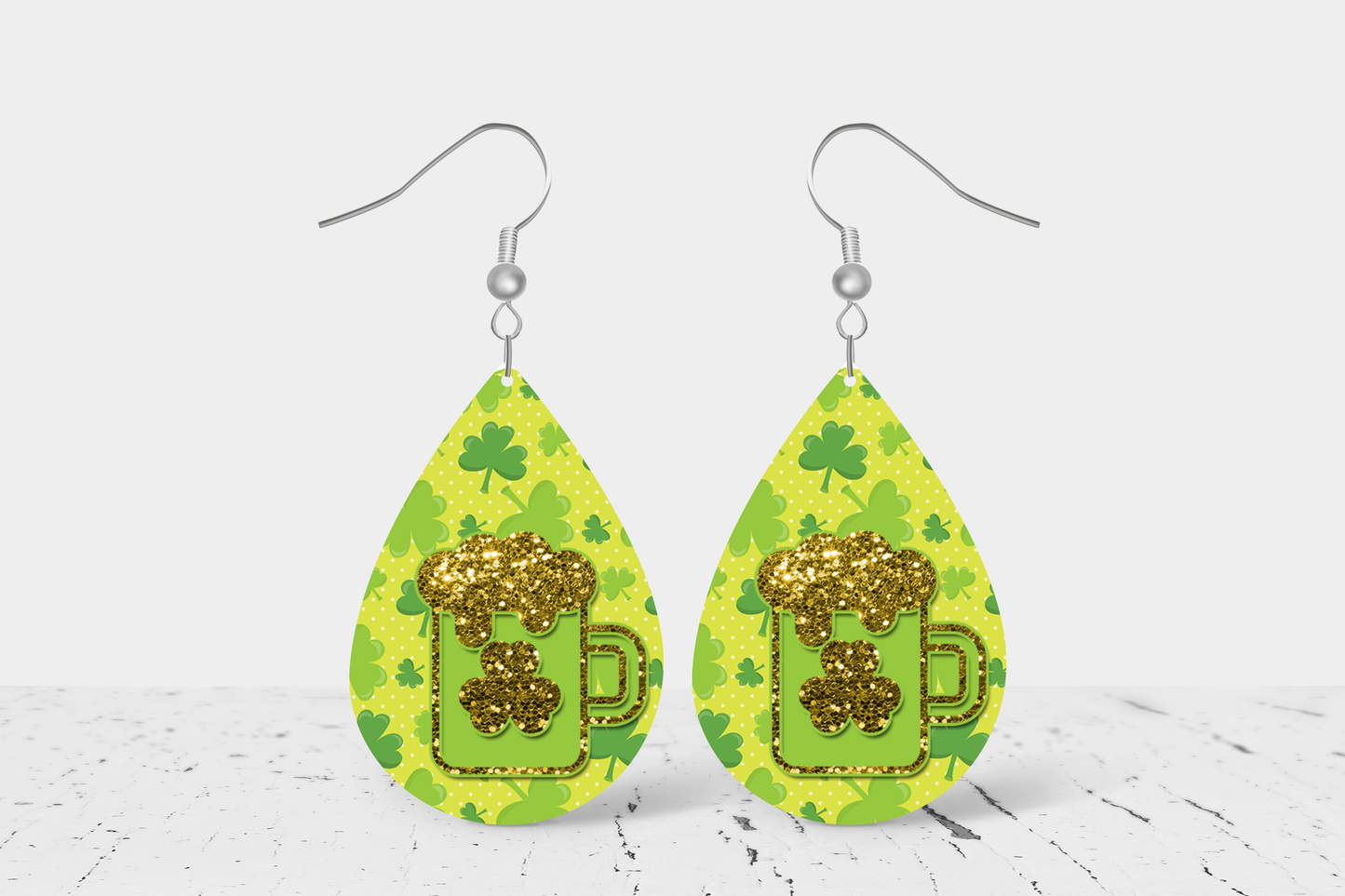 Teardrop Earrings (S3E) - St. Patricks Day Green Beer