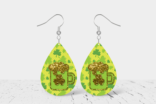 Teardrop Earrings (S3E) - St. Patricks Day Green Beer