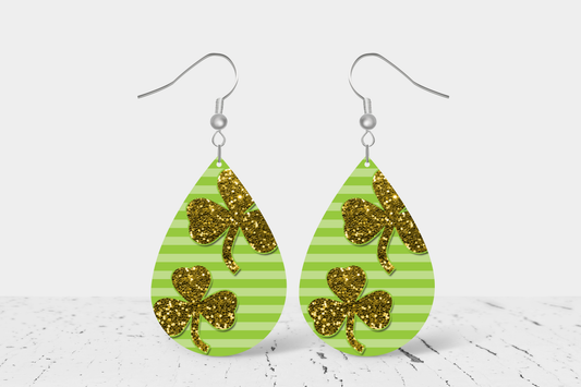 Teardrop Earrings (S4E) - St. Patricks Day Clover