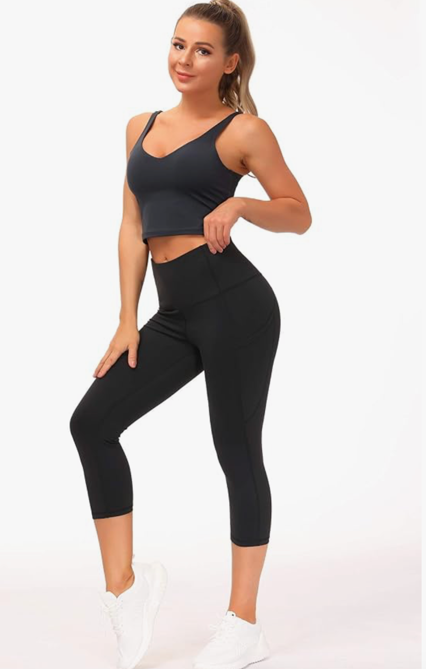 FITUSA Premium Tummy Control Athletic Yoga Pants w/Pockets - CAPRIS