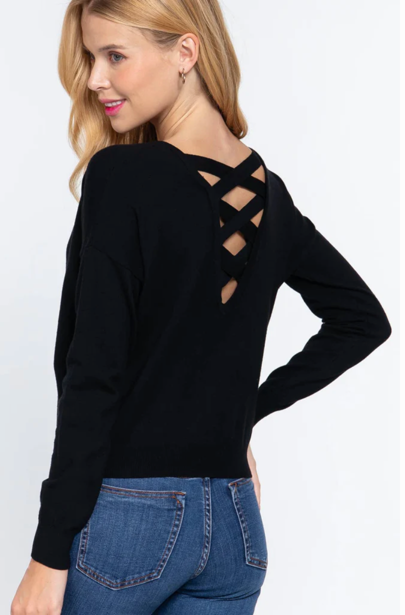 Black Cross Back Sweater