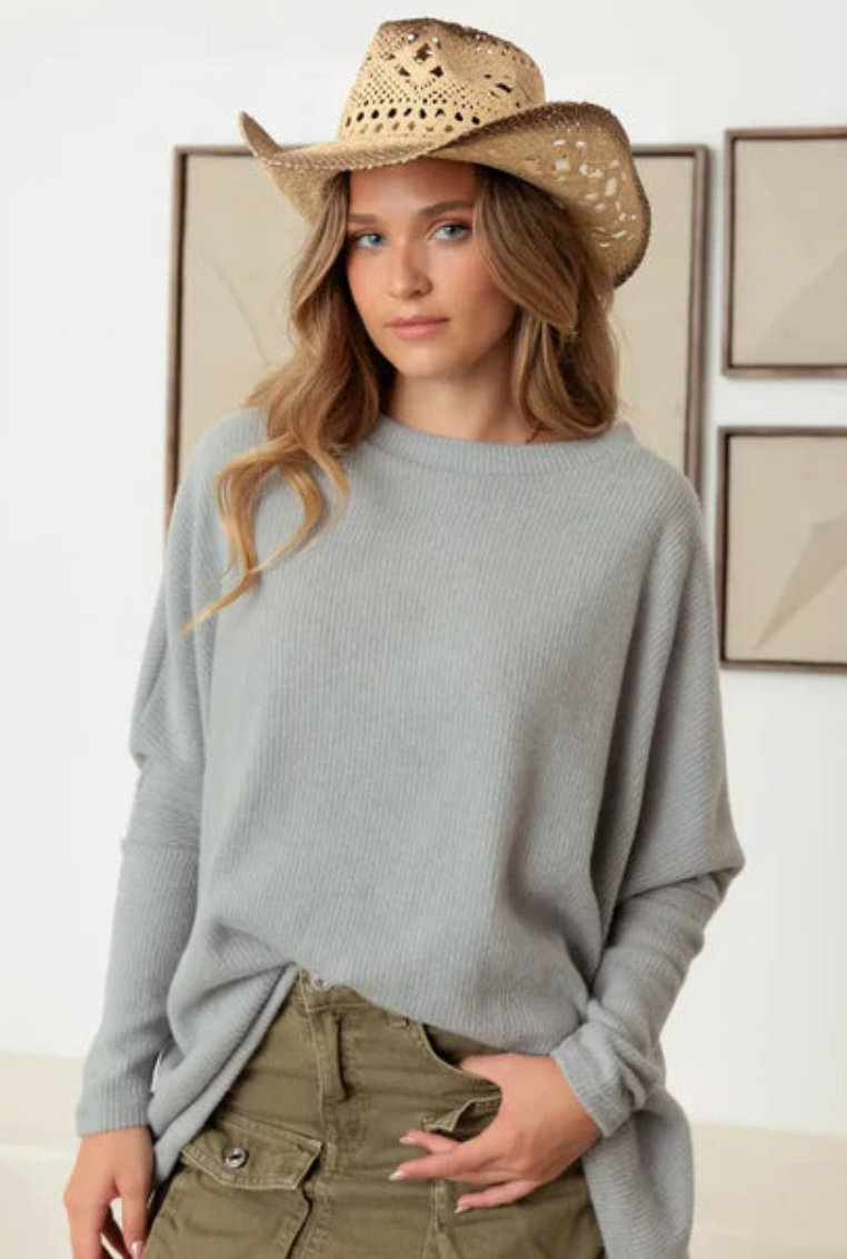 Flannel Dolman Long Sleeve Soft Sweater – Cherish