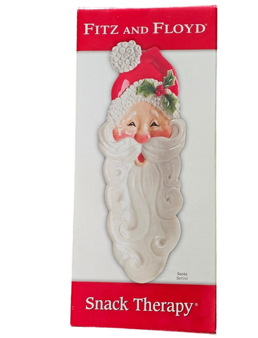 Fitz and Floyd Santa Server Snack Therapy Plate – 13.5" Handcrafted Ceramic
