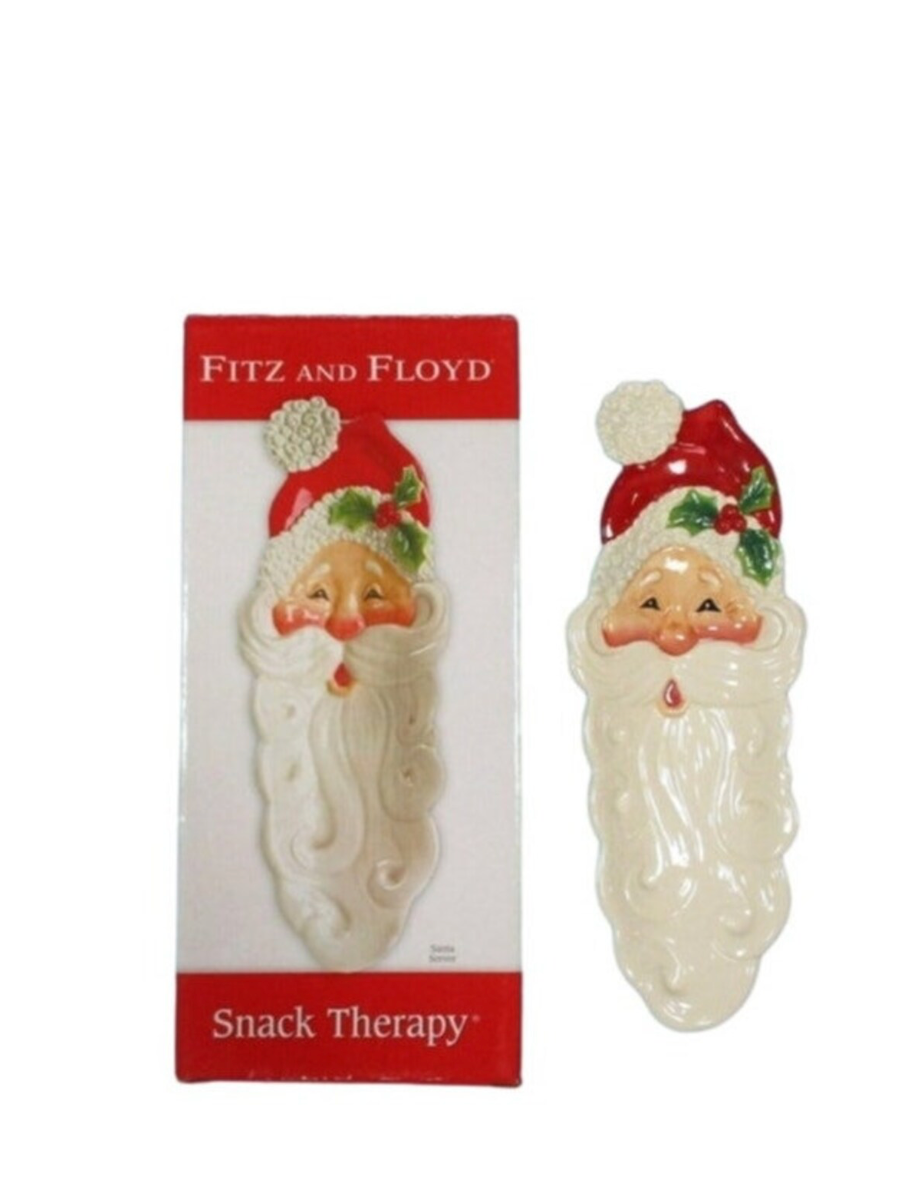 Fitz and Floyd Santa Server Snack Therapy Plate – 13.5" Handcrafted Ceramic