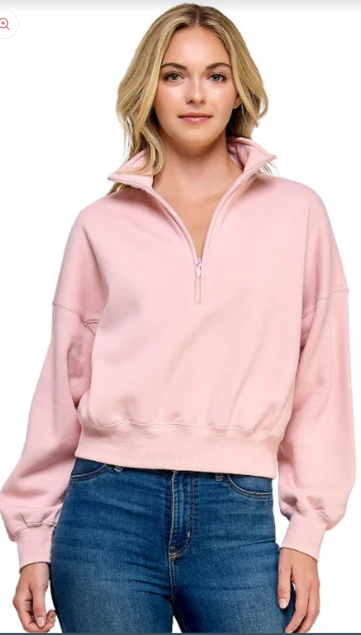 Active Women’s ¼ Zip Johnny Collar Pullover – Pink