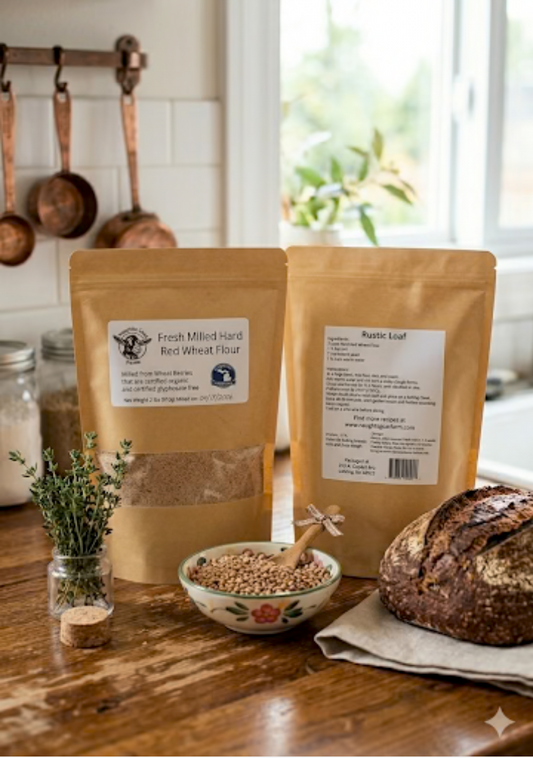 Naughty Goat Farm Fresh Milled Organic Hard Red Wheat Flour – 2 lb