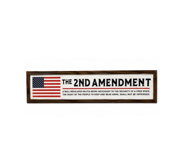 The 2nd Amendment American Flag Framed Wood Sign – 38"