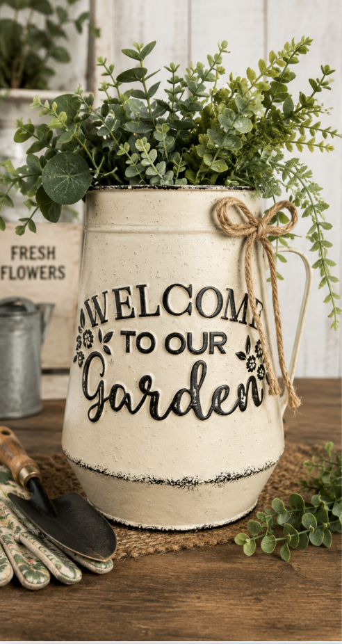 Welcome to Our Garden Decorative Jug
