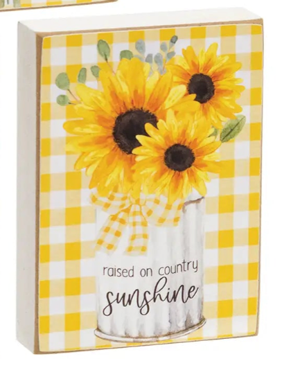 Sunflower Gingham Mini Rectangle Block