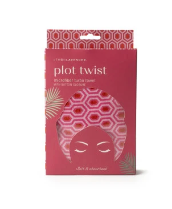 Lemon Lavender Plot Twist Microfiber Turbo Towel - Pink