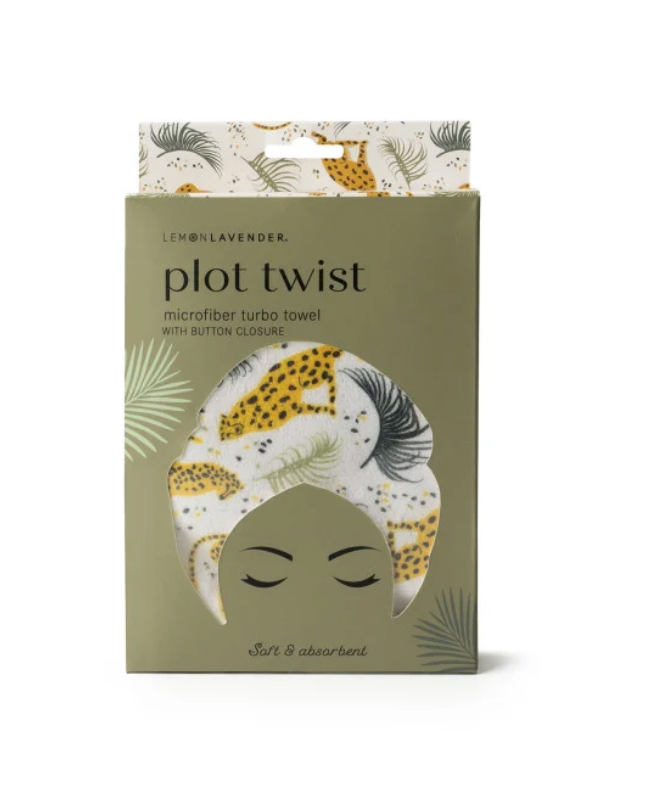 Lemon Lavender Plot Twist Microfiber Turbo Towel - Tiger Print
