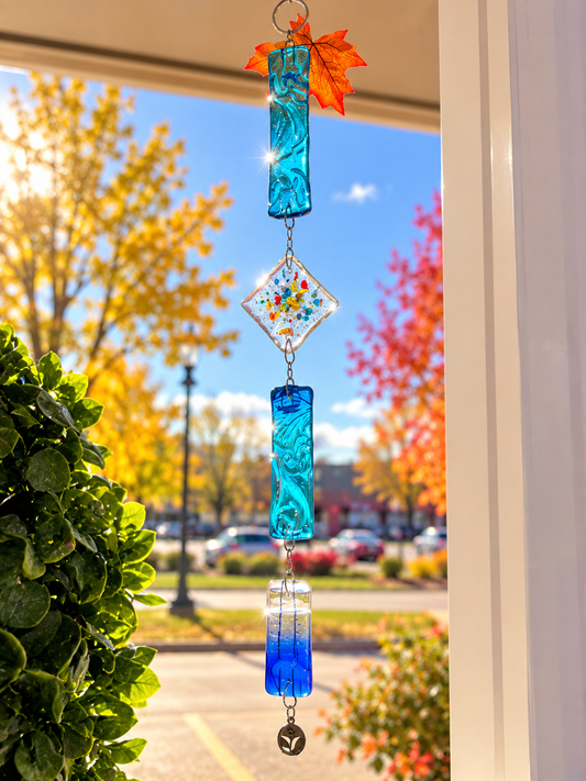 Handmade Blue Fused Glass Hanging Suncatcher – Beth's Glass Creations