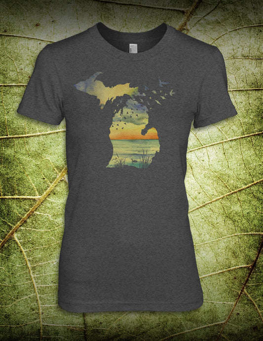 Sunset Birds - Women's - Dark Heather