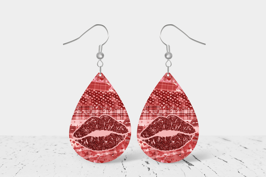 Teardrop Earrings (V11E) - Valentine Day Lips