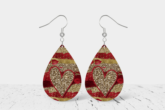 Teardrop Earrings (V4E) - Valentines Sparkle Heart