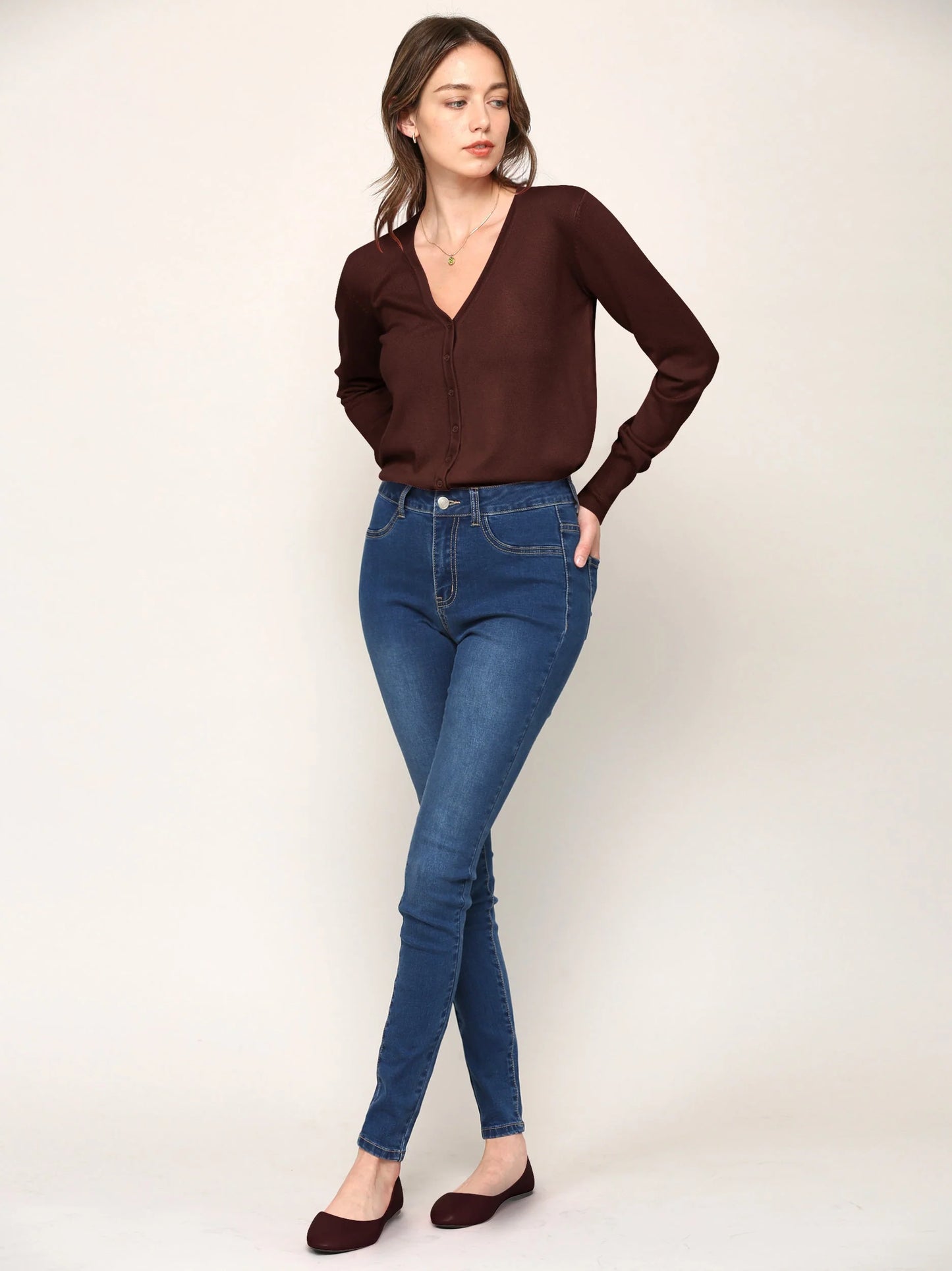 Women’s Keep It Classic V-Neck Cardigan – Style WSK780