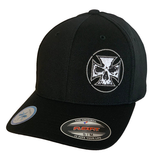 Black "Never Fade" White Maltese Cross Hat