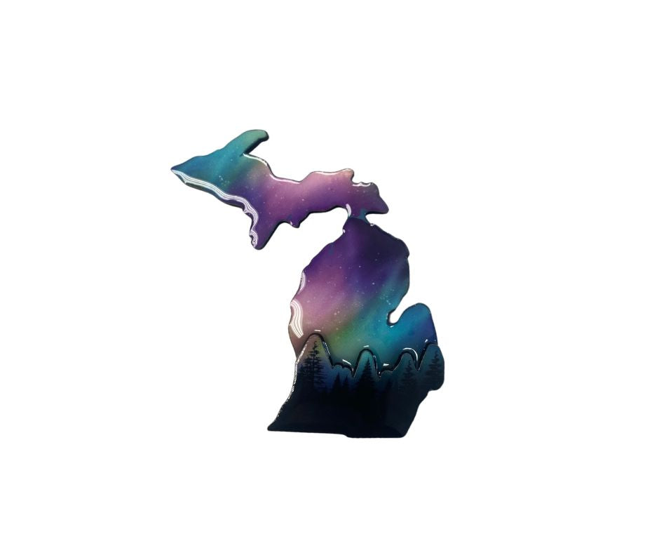 Michigan Northern Lights 3D Epoxy Magnet – 3"