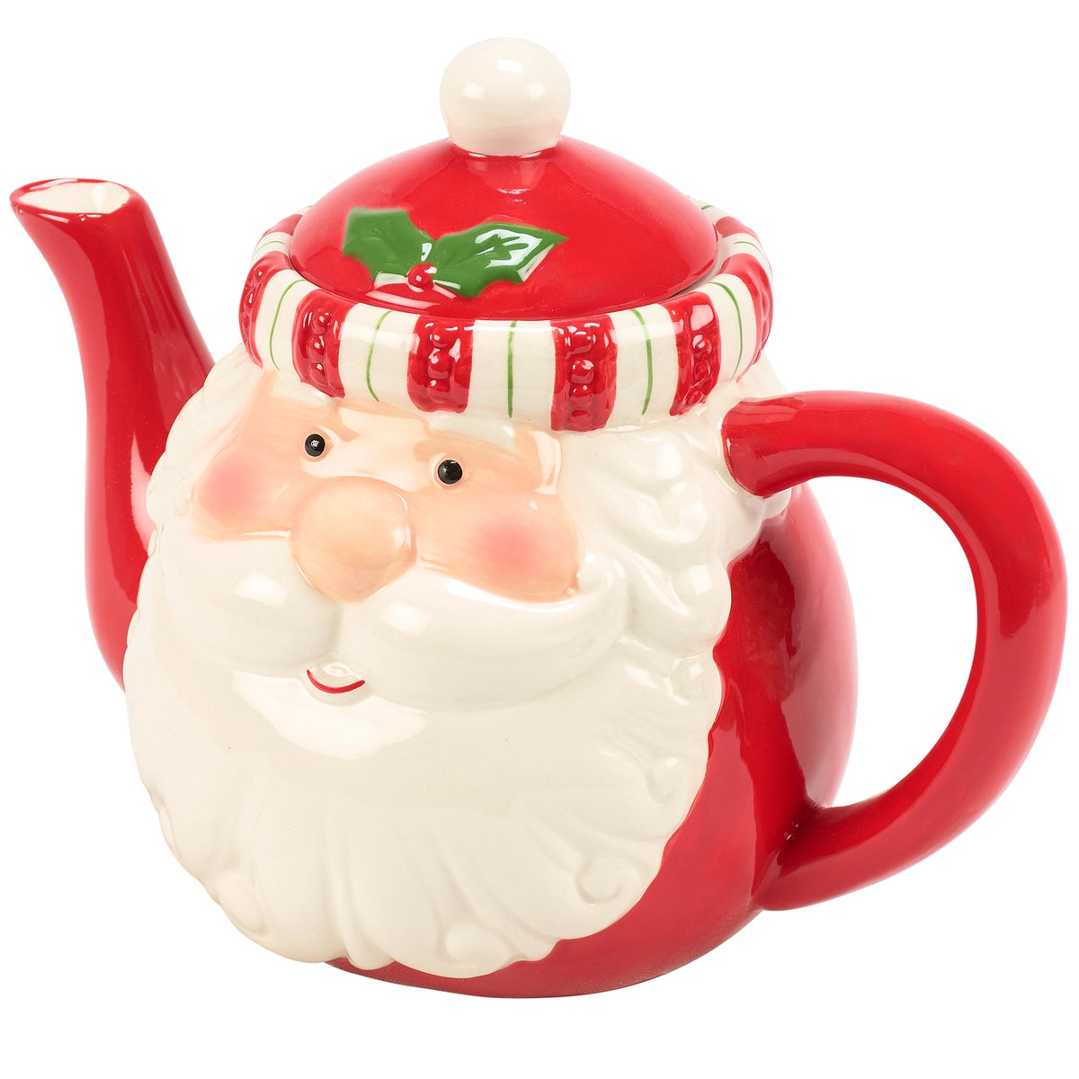 Jolly Santa Ceramic Christmas Teapot with Santa Hat Lid