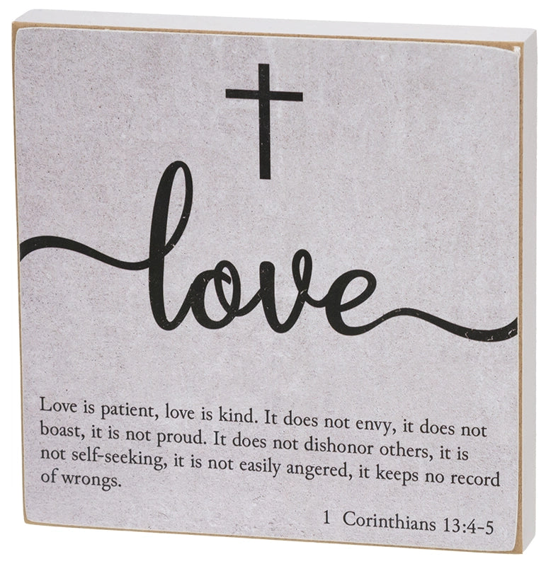 Love Bible Verse Block Sign
