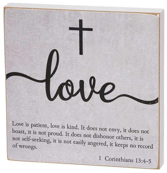 Love Bible Verse Block Sign