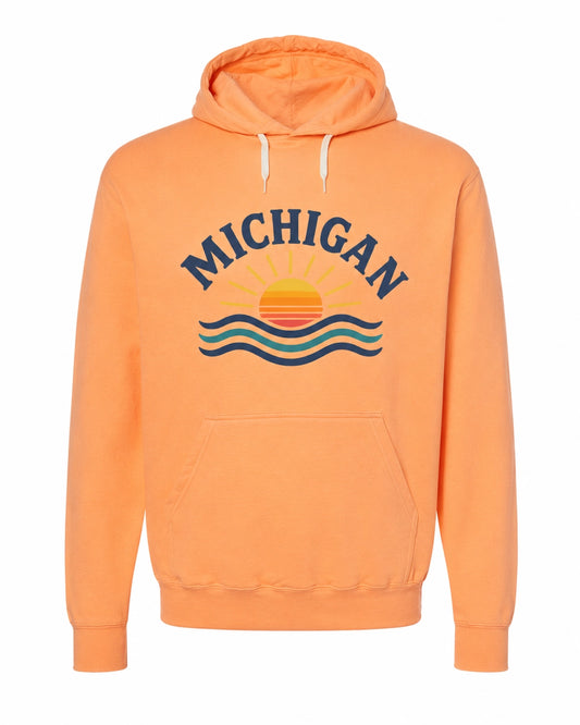 Lake Michigan Sunset Hoodie - Orange - Large