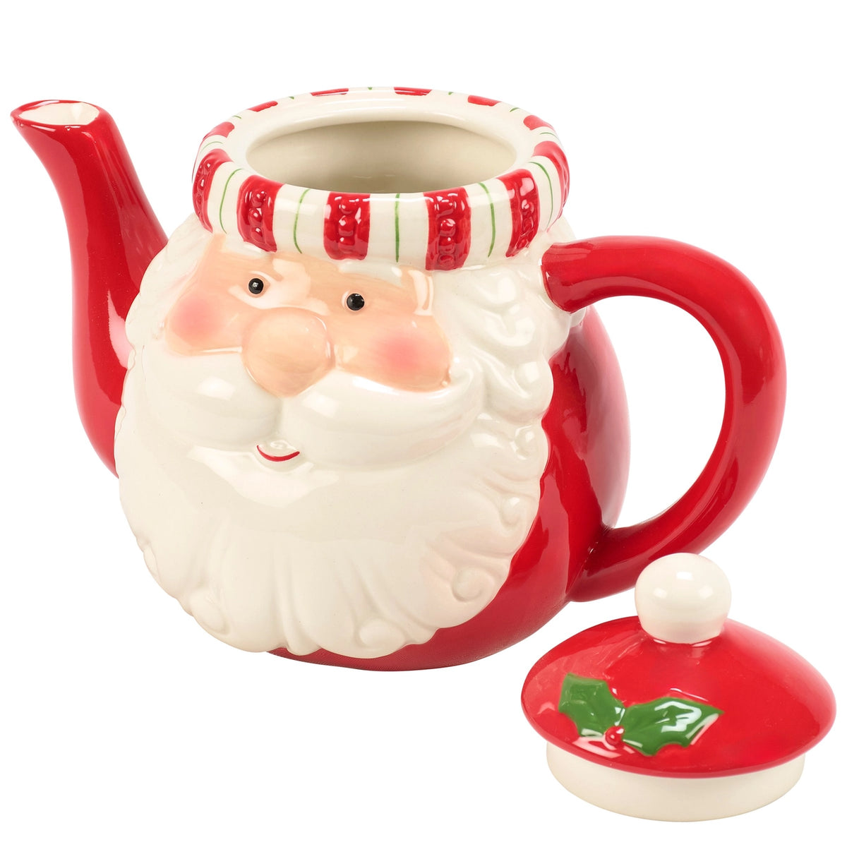 Jolly Santa Ceramic Christmas Teapot with Santa Hat Lid