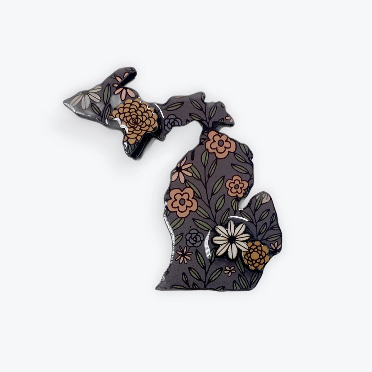 Michigan Floral 3D Epoxy Magnet – 3"