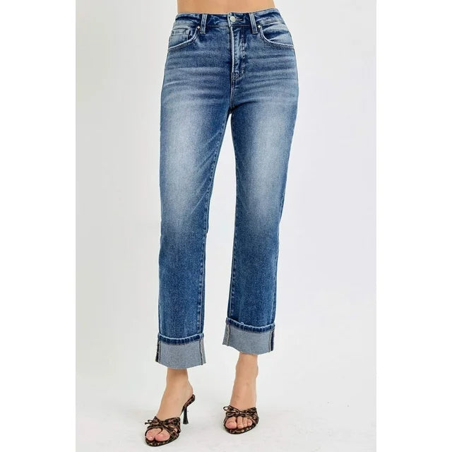 Risen Jeans - Tummy Control High Rise Crop Straight Jeans - RDP5941