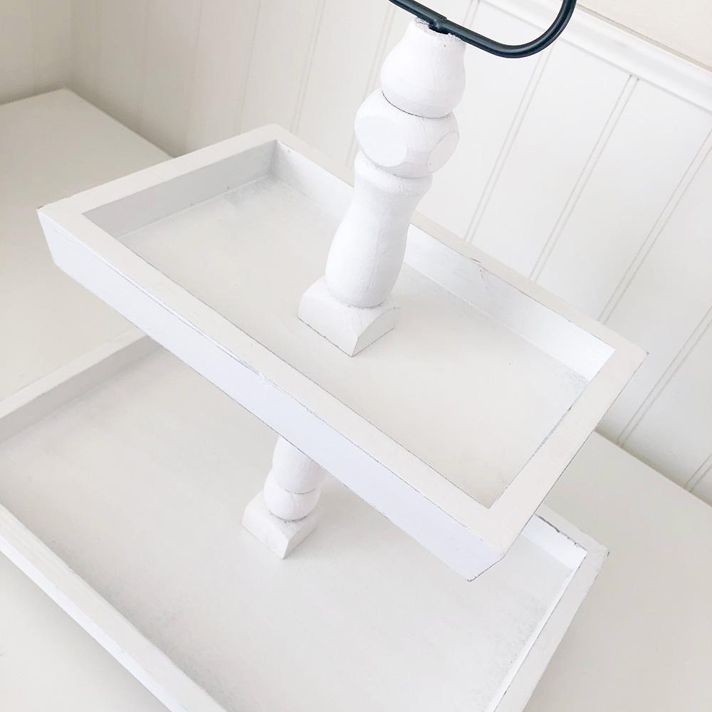 Foundations Decor Tiered Tray – Distressed White Rectangle 15"