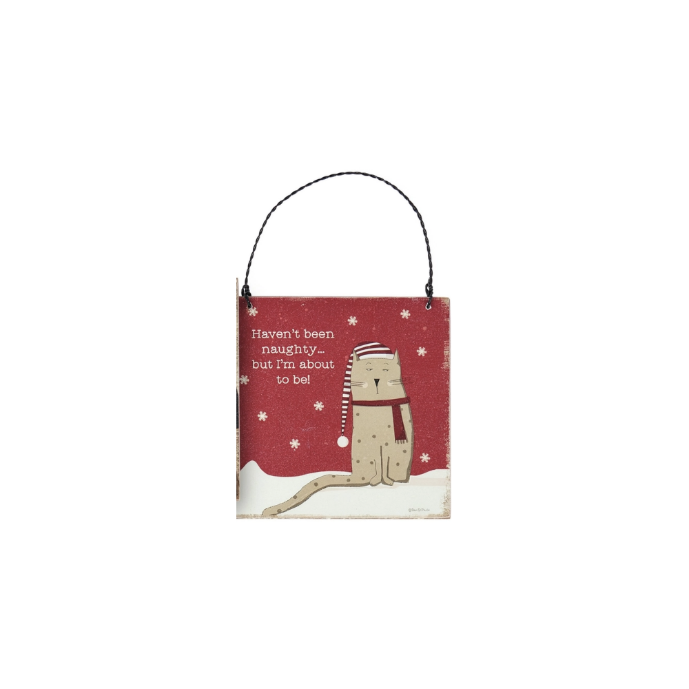 Sassy Christmas Cat Wooden Ornament – Haven't Been Naughty