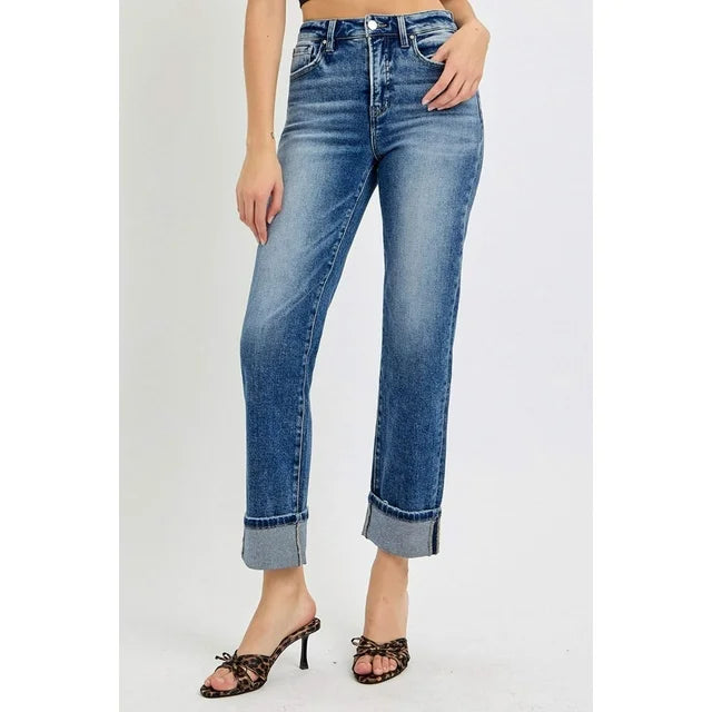 Risen Jeans - Tummy Control High Rise Crop Straight Jeans - RDP5941